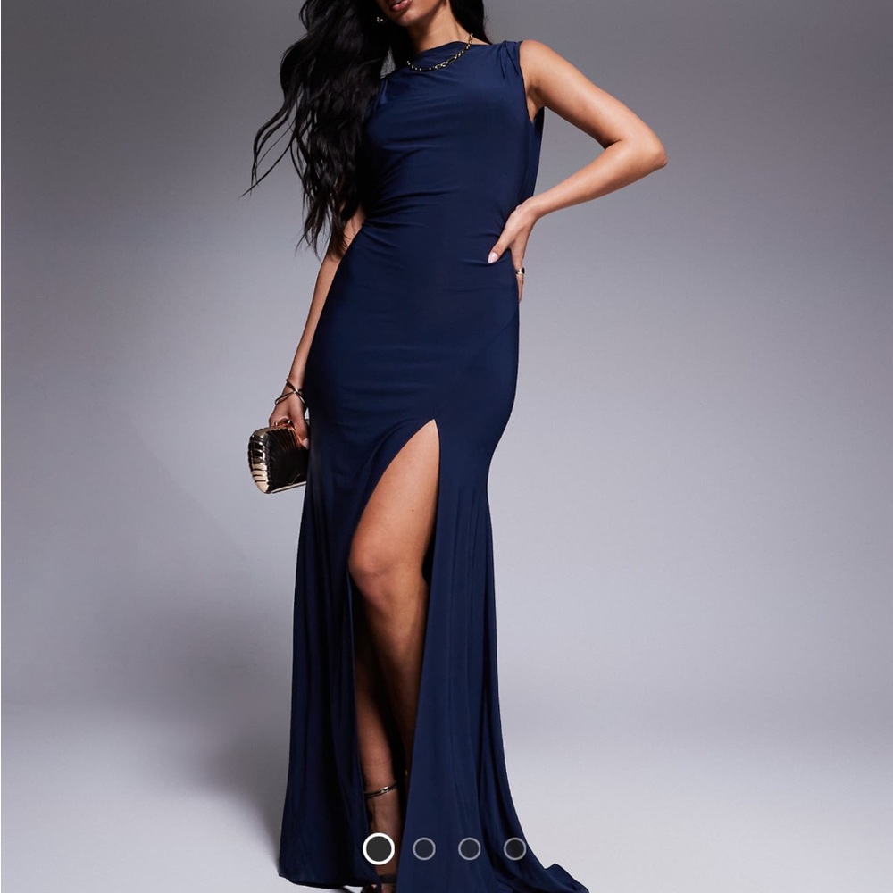 ASOS Blue Maxi Gown Sleeveless Crew Neck Wedding